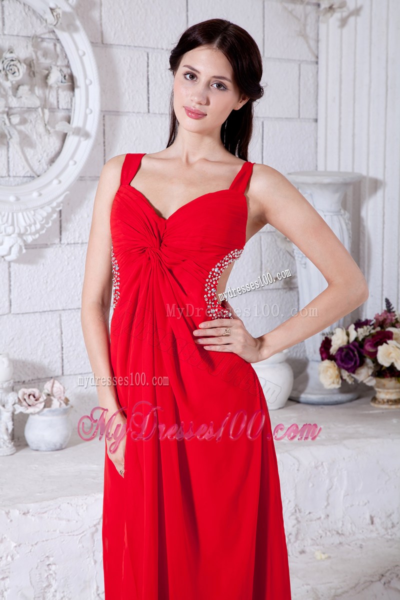 2013 Brand New Sexy Red Graduation Dresses with Beading Backless