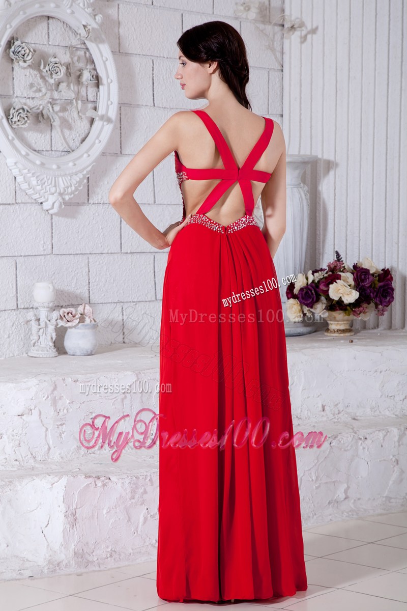 2013 Brand New Sexy Red Graduation Dresses with Beading Backless