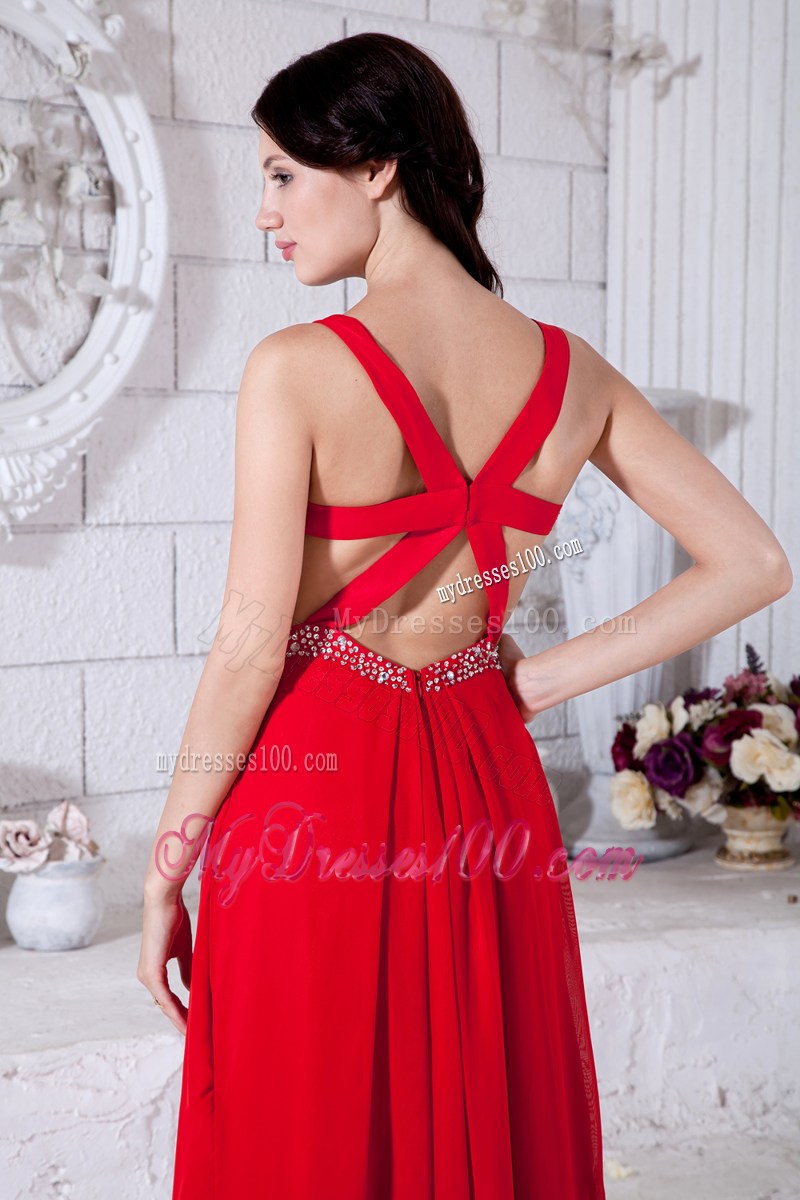 2013 Brand New Sexy Red Graduation Dresses with Beading Backless