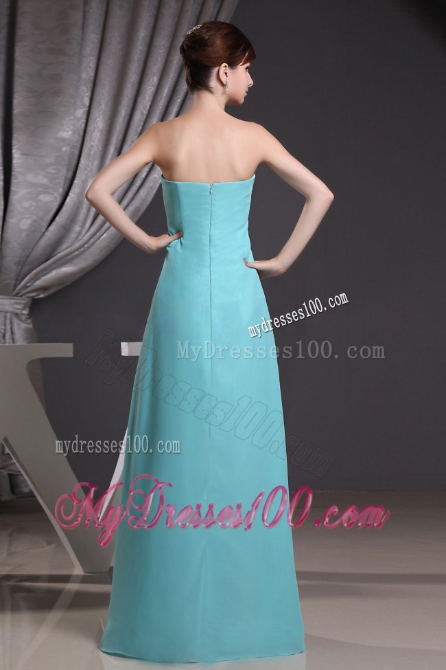 Tuquoise Beading Strapless and Brush Train for Prom Dress