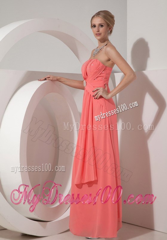 2013 Watermelon Red Graduation Dresses Strapless with Beading