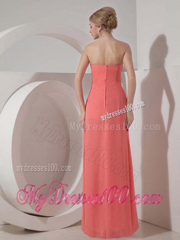 2013 Watermelon Red Graduation Dresses Strapless with Beading
