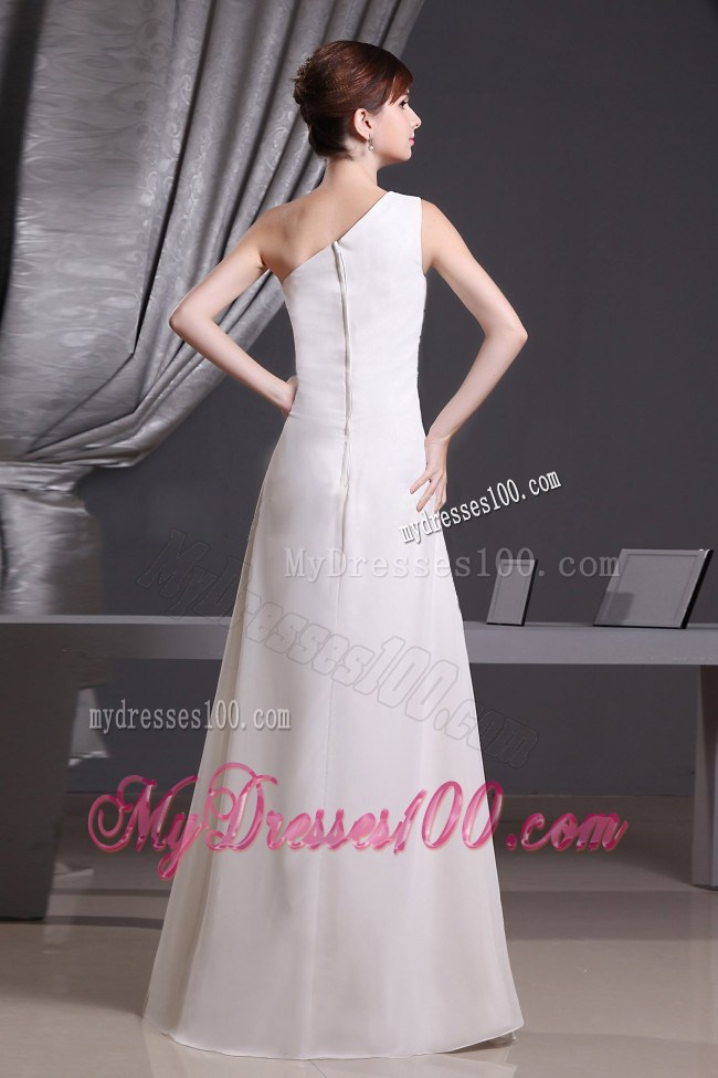 White One Shoulder Beading For Prom Graduation Dress Floor-length