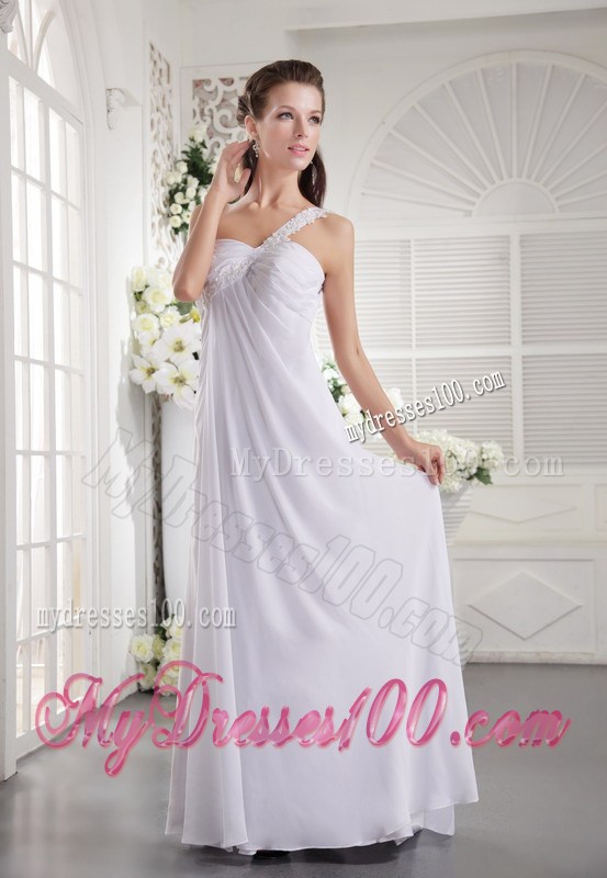 One Shoulder Brush Train Ruches and Appliques Prom Graduation Dress