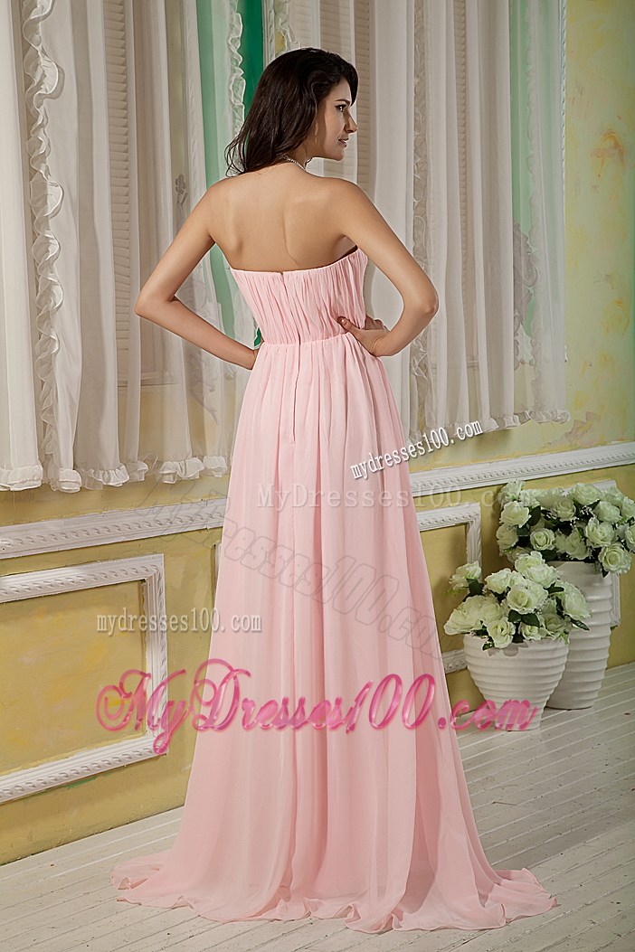 Pretty Baby Pink Graduation Dresses with Ruches Empire Strapless