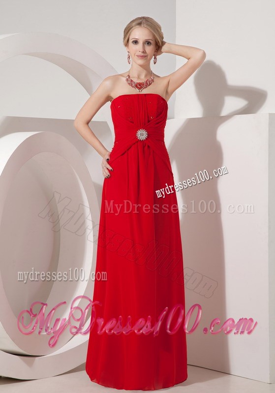 Cheap Wine Red Strapless Column Prom Dress