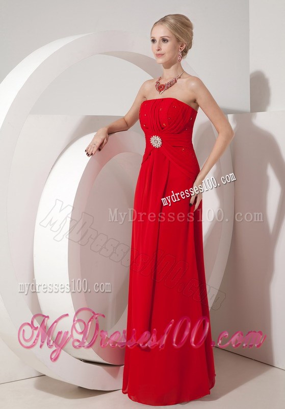 Cheap Wine Red Strapless Column Prom Dress