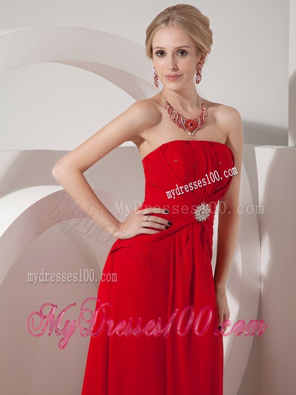 Cheap Wine Red Strapless Column Prom Dress