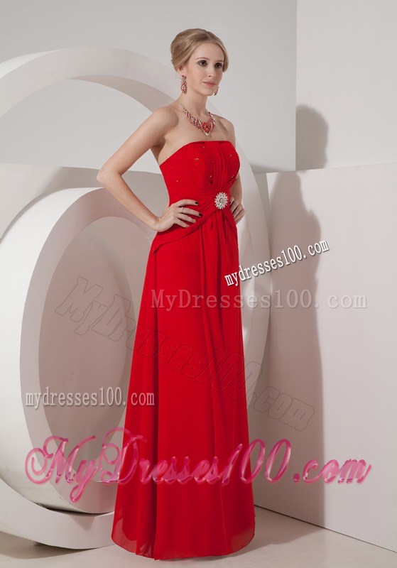 Cheap Wine Red Strapless Column Prom Dress