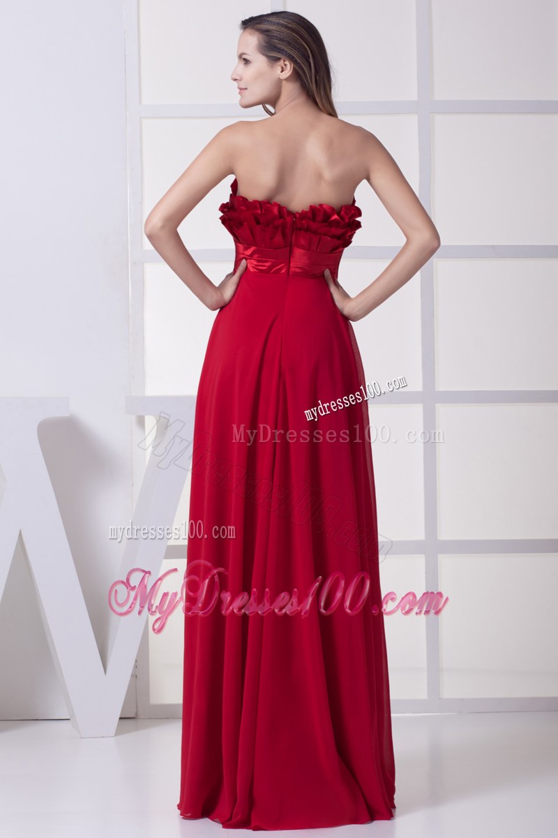 Wine Red Strapless Bowknot Empire Long Prom Dress