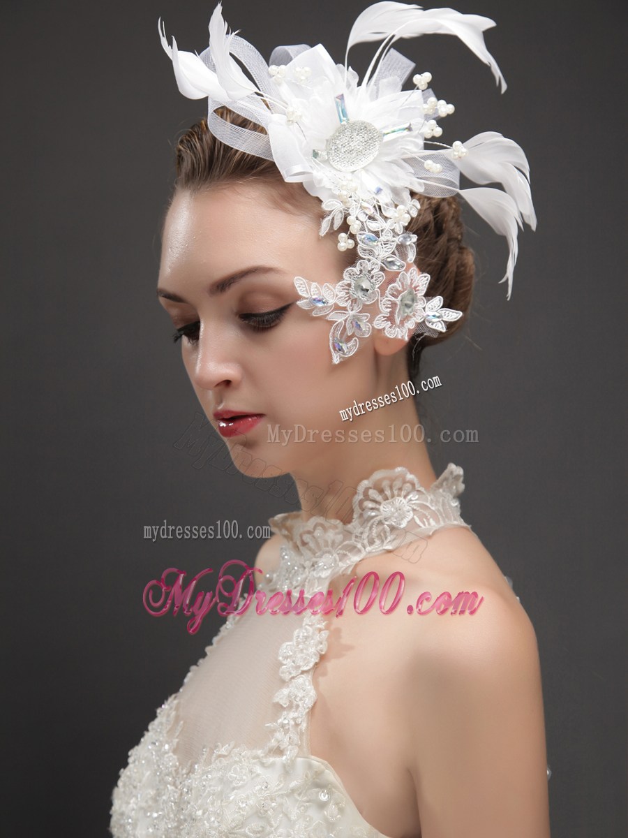 Artistic Feather Fascinators With Crystal Adorned Flower