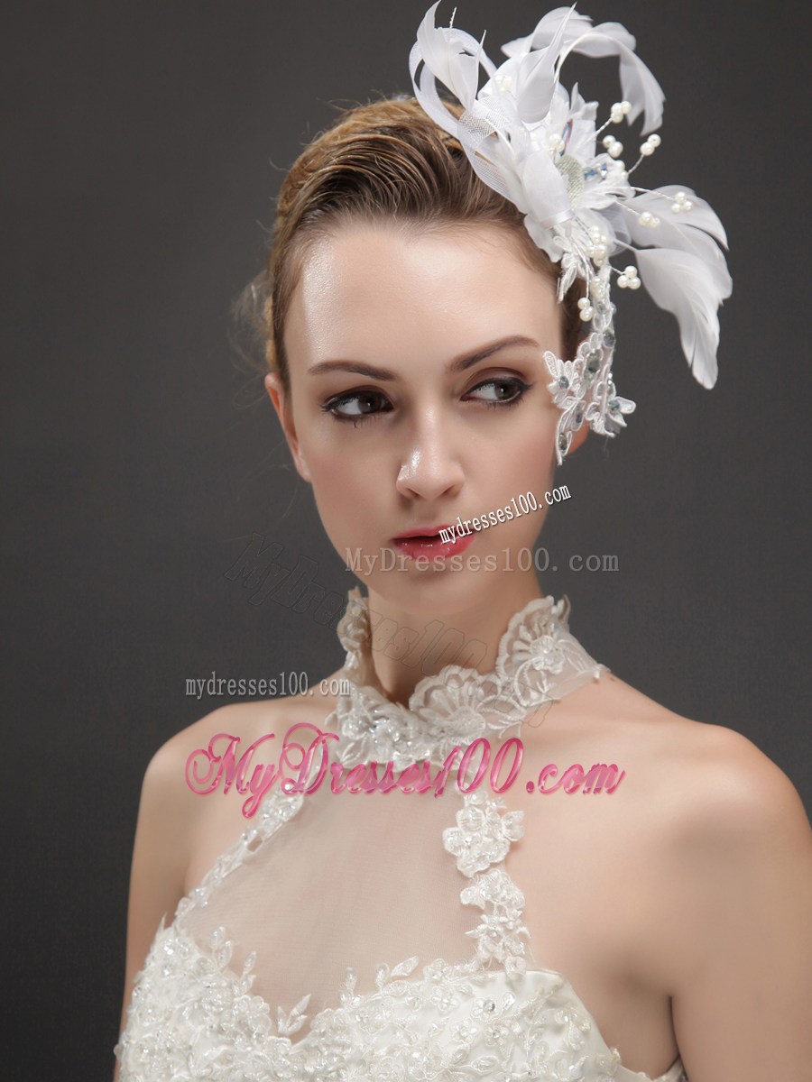 Artistic Feather Fascinators With Crystal Adorned Flower