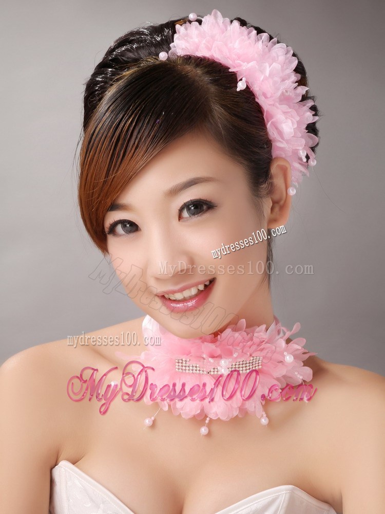 Baby Pink Multilayer Imitation Pearls Headpieces For Party