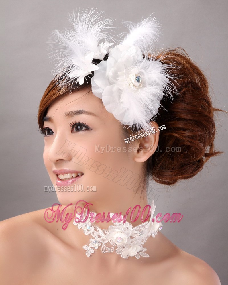 Beautiful Feather Flower Hairpin Wedding and Outdoor Organza Fascinators
