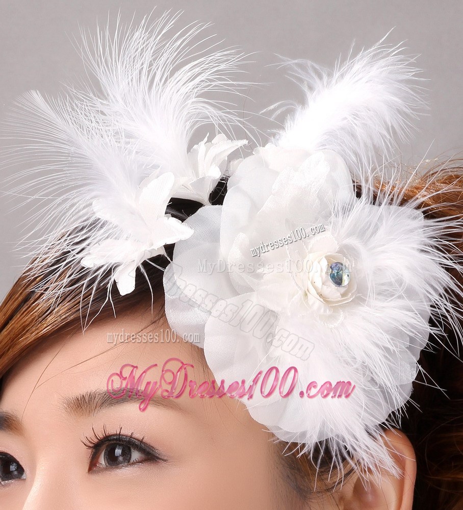 Beautiful Feather Flower Hairpin Wedding and Outdoor Organza Fascinators