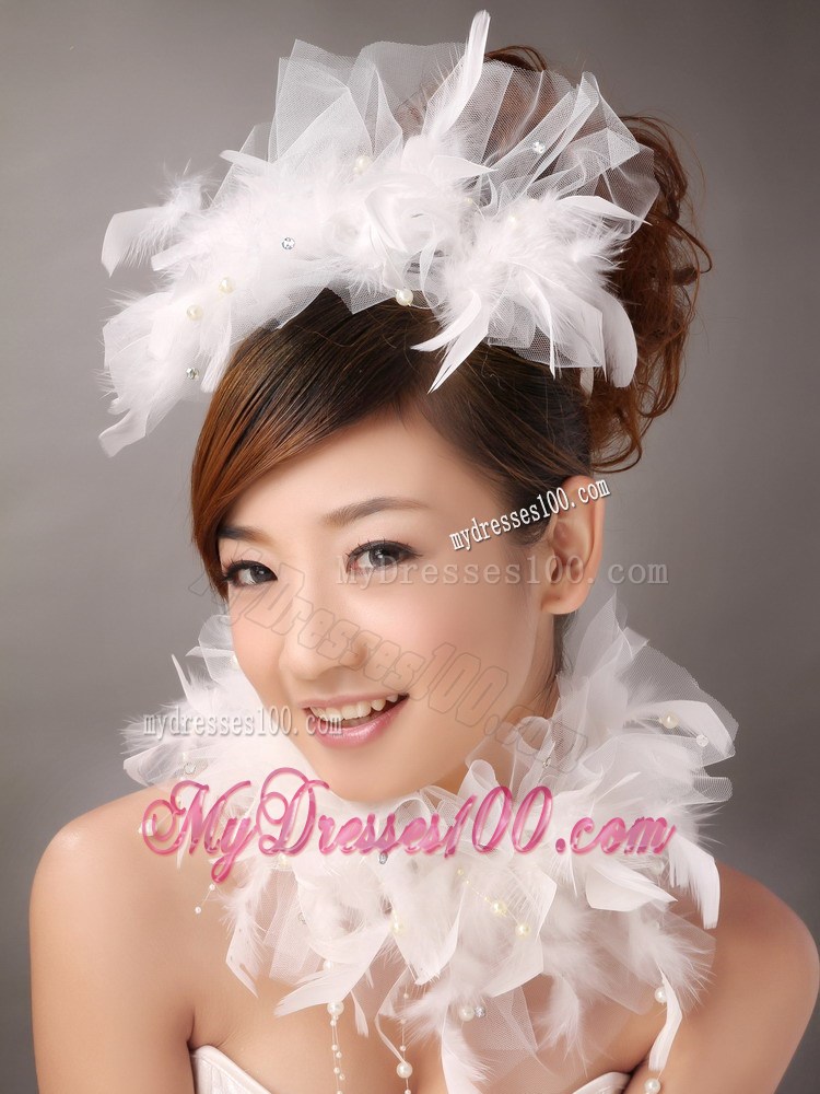 Beautiful Feather Flower Imitation Pearls Fascinators