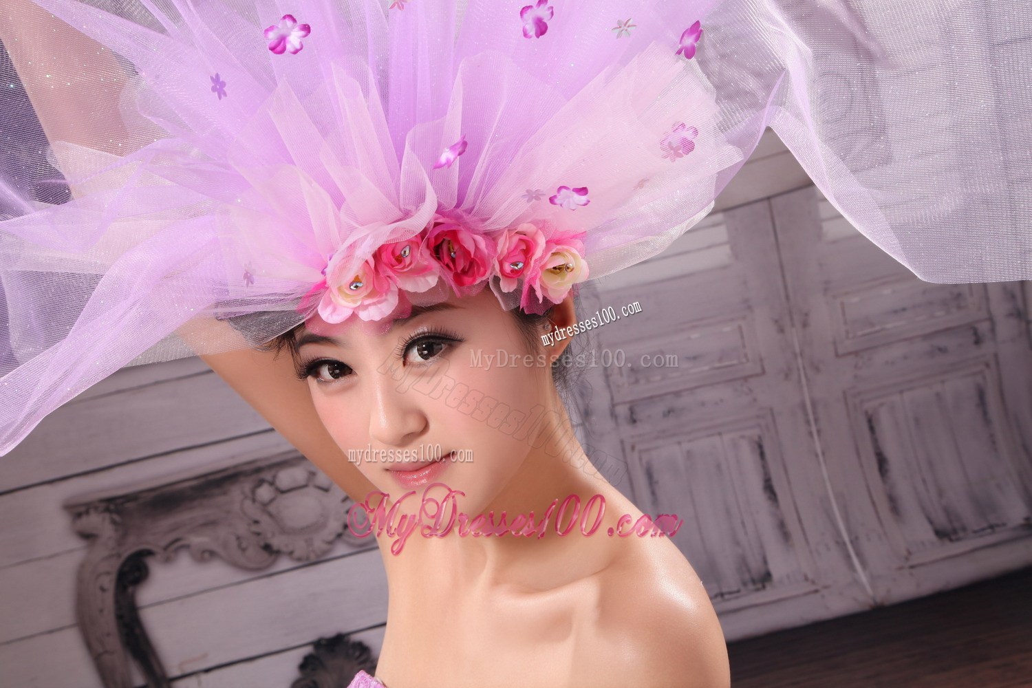 Beautiful Headpieces Multi-color Hand Made Flowers Lavener Net For Party Headpieces