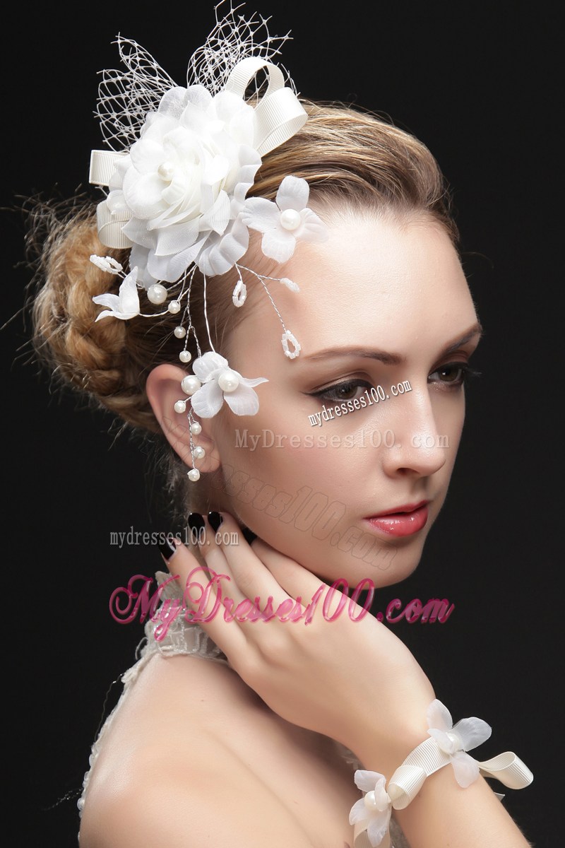 Beautiful Net Fascinators With Imitation Pearls And Flowers