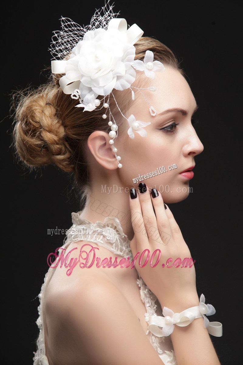 Beautiful Net Fascinators With Imitation Pearls And Flowers