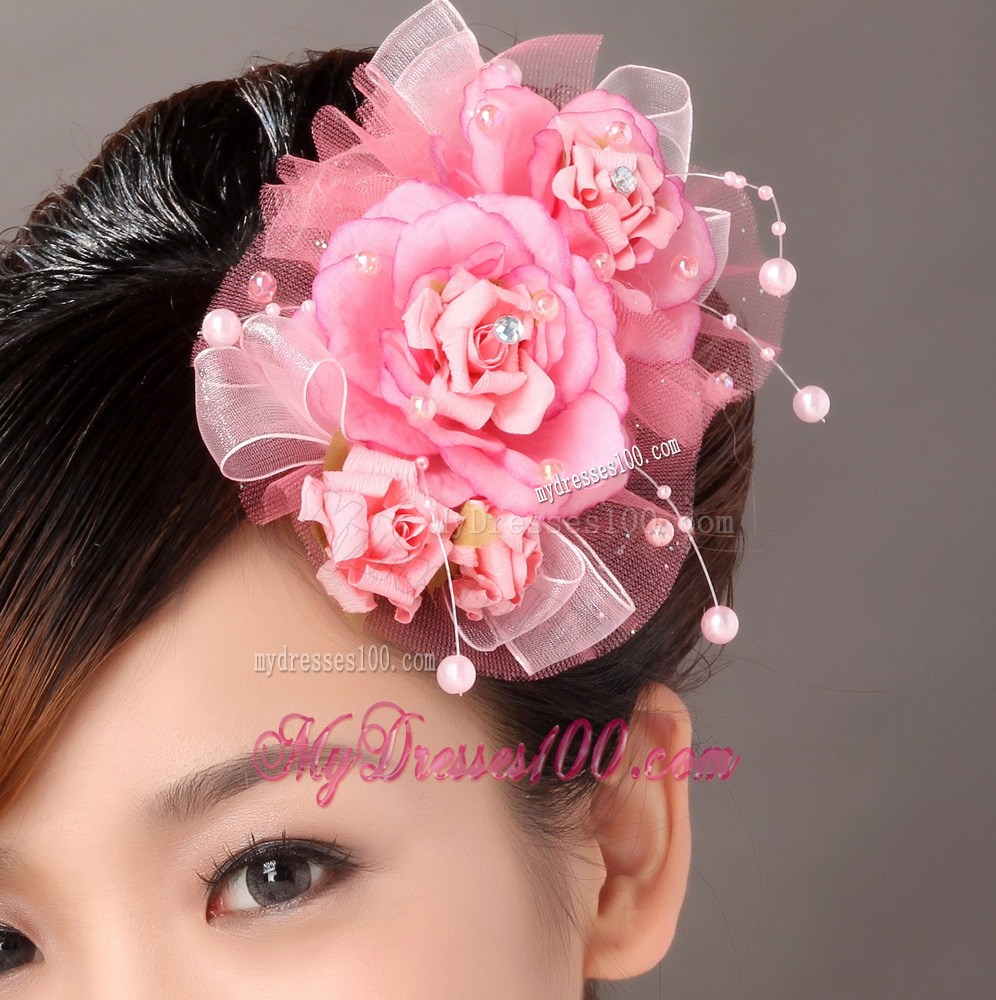 Beautiful Tulle Hand Made Flowers Beading Hairpins Birdcage Veils