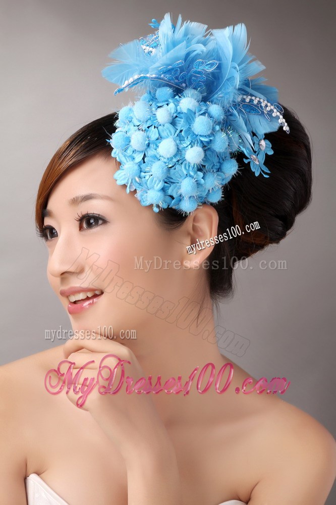 Blue Feather Beading Flower For Party New Arrival
