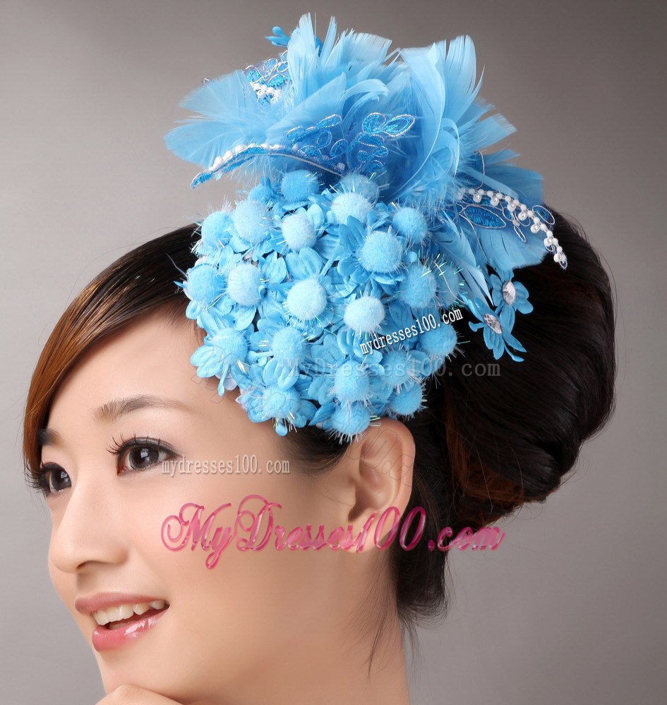 Blue Feather Beading Flower For Party New Arrival