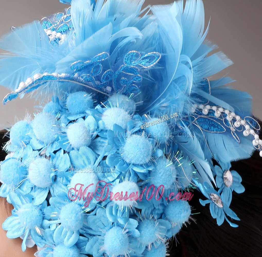 Blue Feather Beading Flower For Party New Arrival