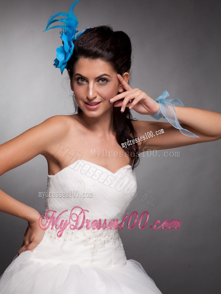 Blue Taffeta Beaded Hand Made Flowers Headpieces