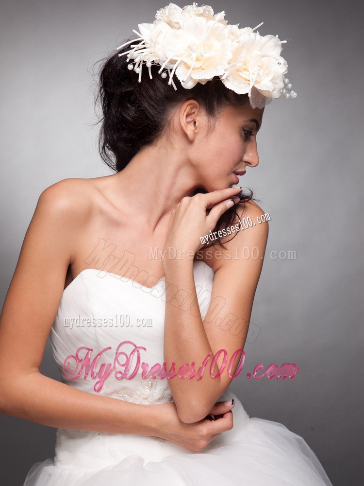 Champagne Beaded Taffeta Hand Made Flowers Headpieces