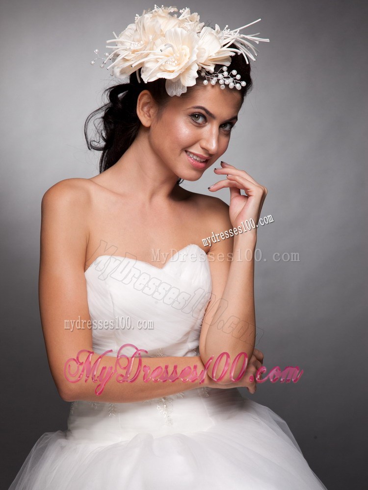 Champagne Beaded Taffeta Hand Made Flowers Headpieces