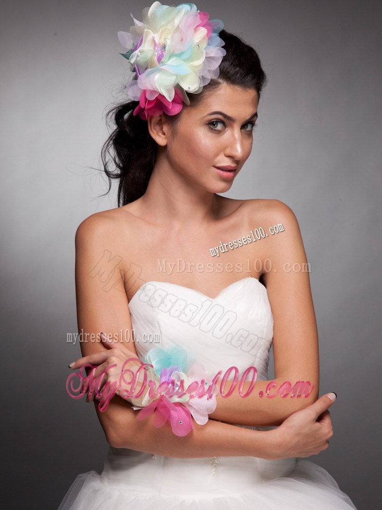 Colorful Organza Hand Made Flower Headpieces Wrist Corsage