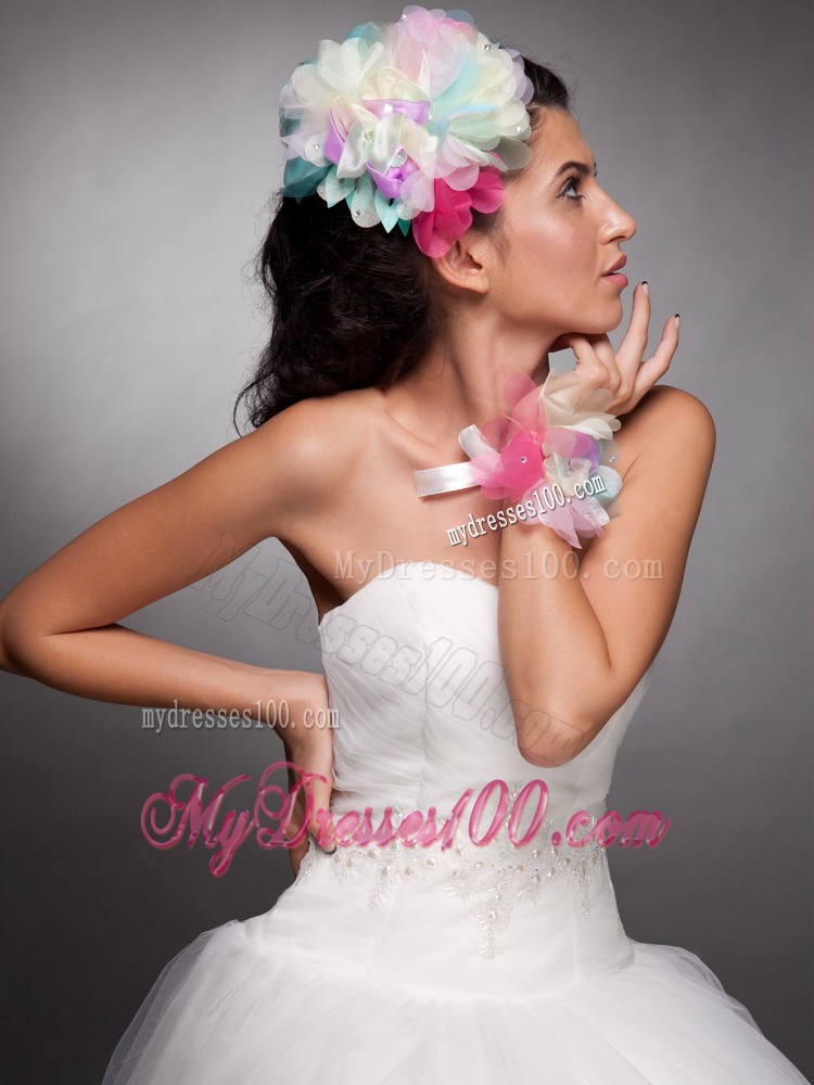 Colorful Organza Hand Made Flower Headpieces Wrist Corsage