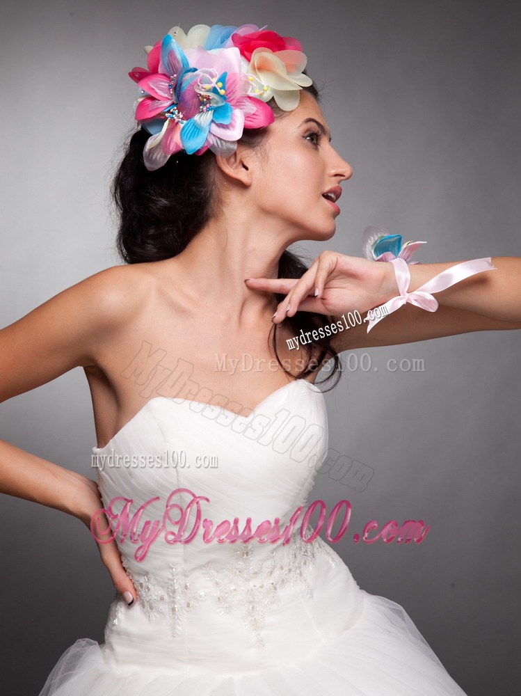 Colorful Organza Hand Made Flowers Headpieces and Wrist Corsage
