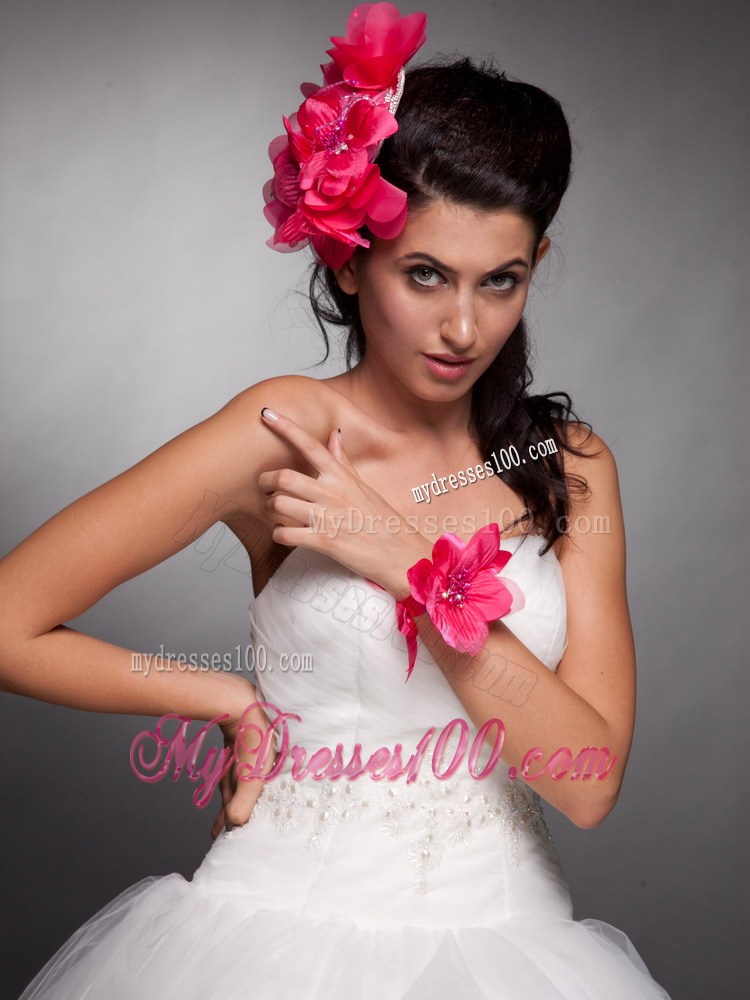 Coral Red Taffeta Hand Made Flowers Headpieces and Wedding Wrist Corsage