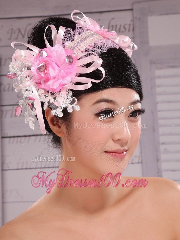 Cute Hand Made Flowers Decorate With Tulle Headpices For Wedding Party