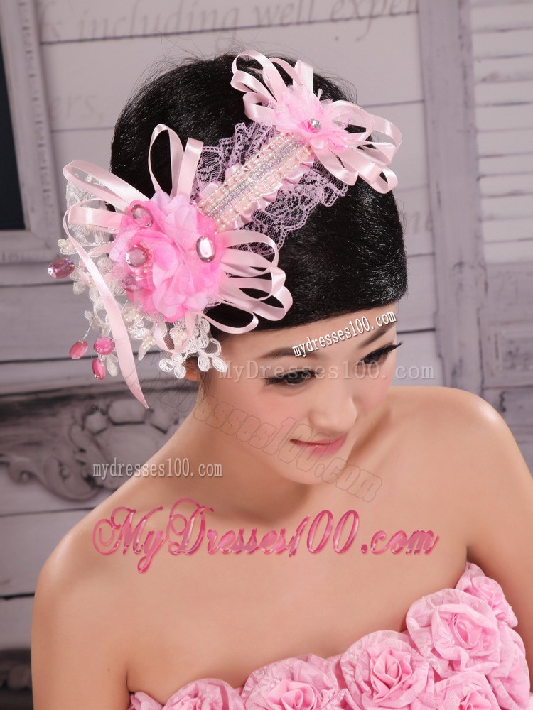 Cute Hand Made Flowers Decorate With Tulle Headpices For Wedding Party