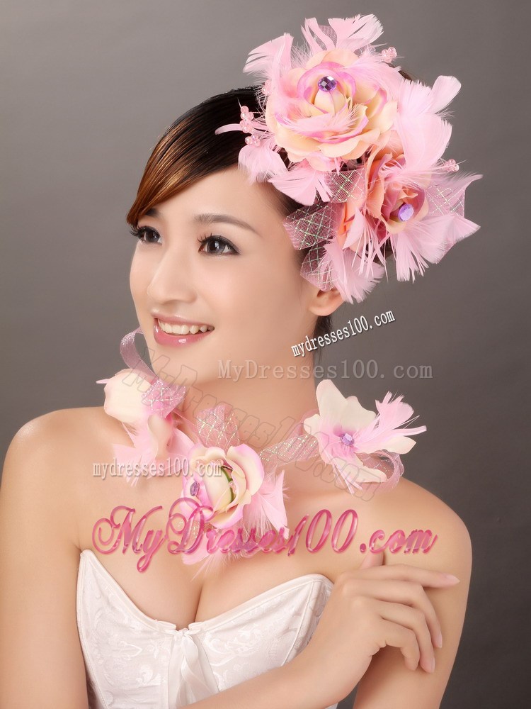 Cute Pink Feather Flower Fascinators