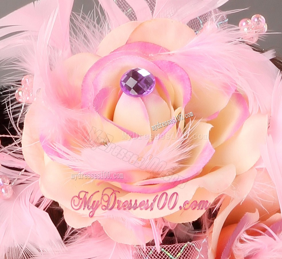 Cute Pink Feather Flower Fascinators
