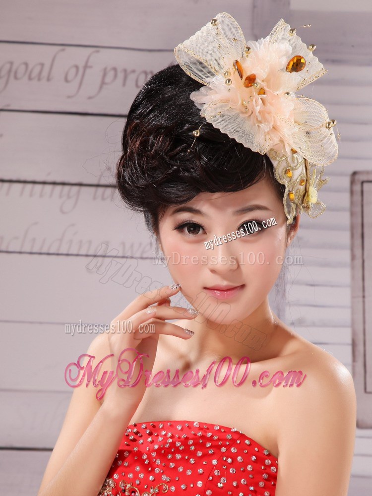 Dream Princess Sweet Pink Net Bride Headdress With Beading
