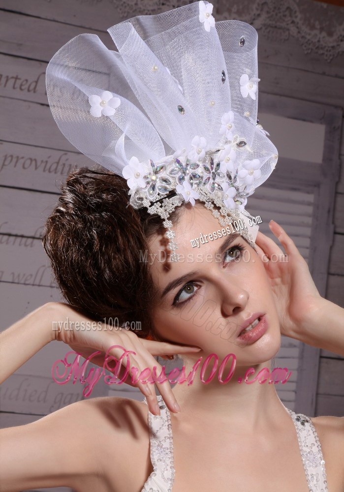 Exclusive Tulle/ Rhinestones Hand Made Flowers Hair Combs