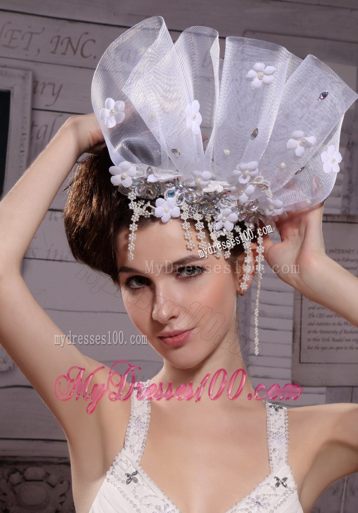 Exclusive Tulle/ Rhinestones Hand Made Flowers Hair Combs