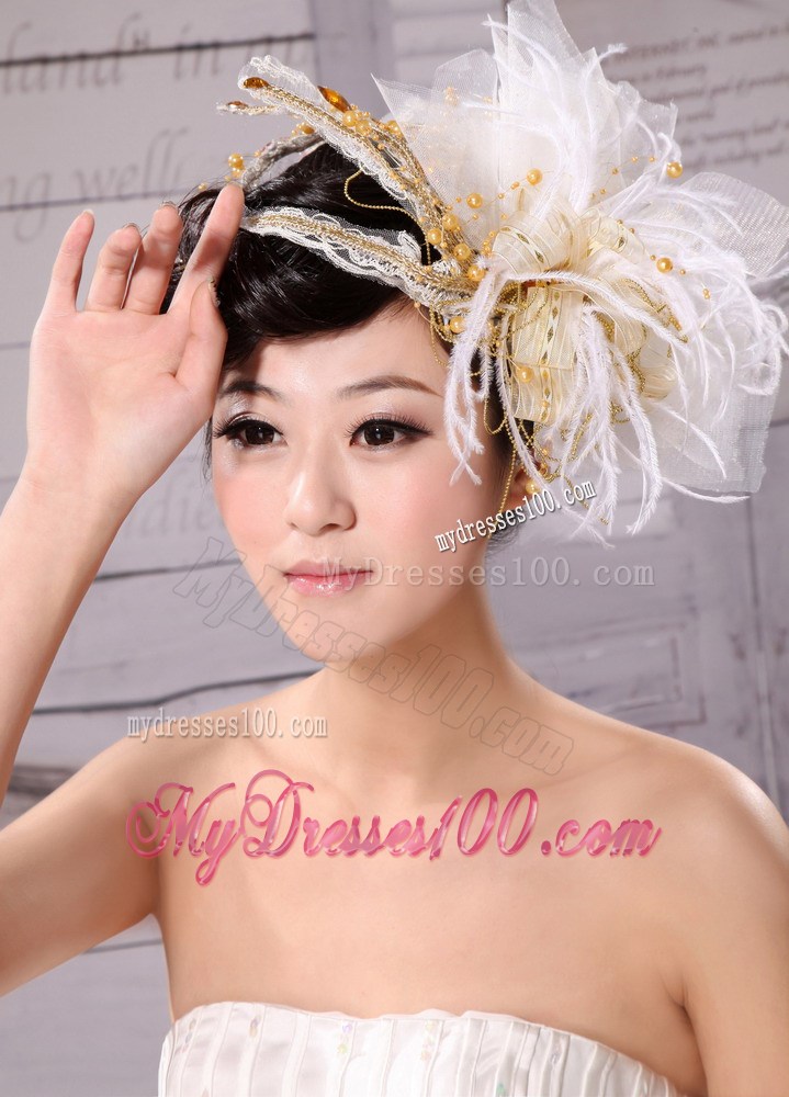Exquisite Tulle Feather Flower Hairpin Wedding and Outdoor