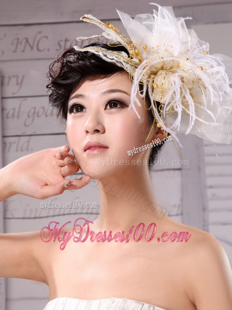 Exquisite Tulle Feather Flower Hairpin Wedding and Outdoor