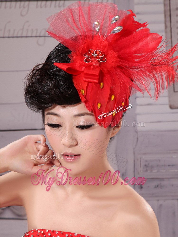 Fascinators Chiffon and Net Red Outdoor and Special Occasion