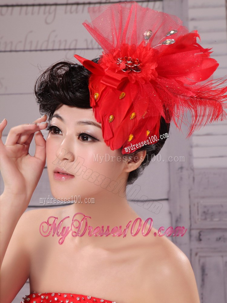 Fascinators Chiffon and Net Red Outdoor and Special Occasion