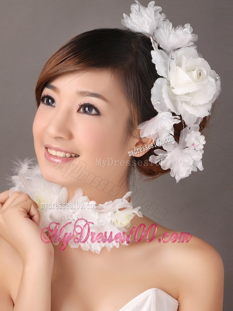 Fascinators White Organza Special Occasion and Outdoor Beading