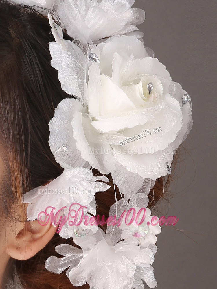 Fascinators White Organza Special Occasion and Outdoor Beading