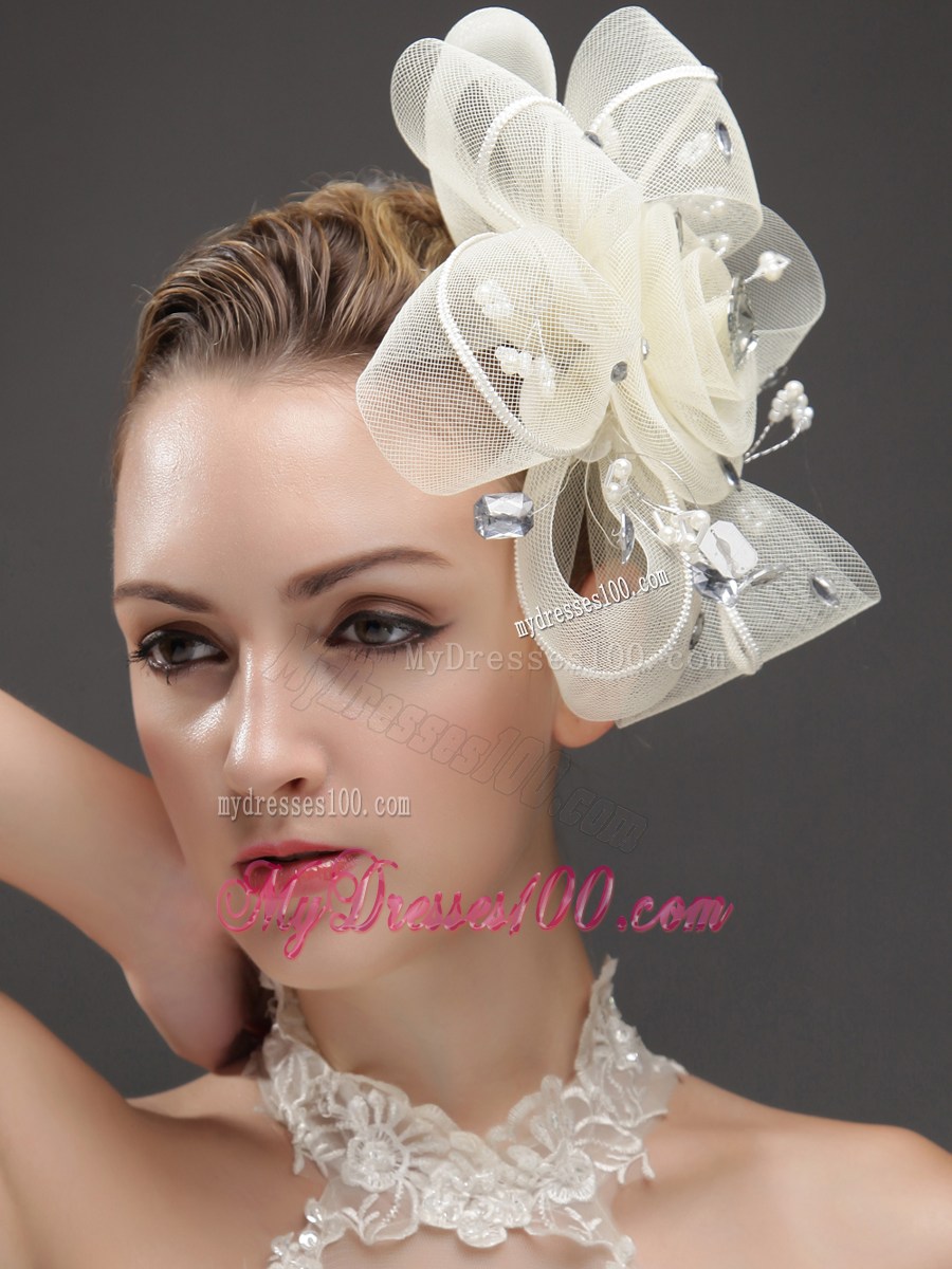 Fashionable Flower Shaped Fascinators Adorned With Imitation Pearls And Rhinestones