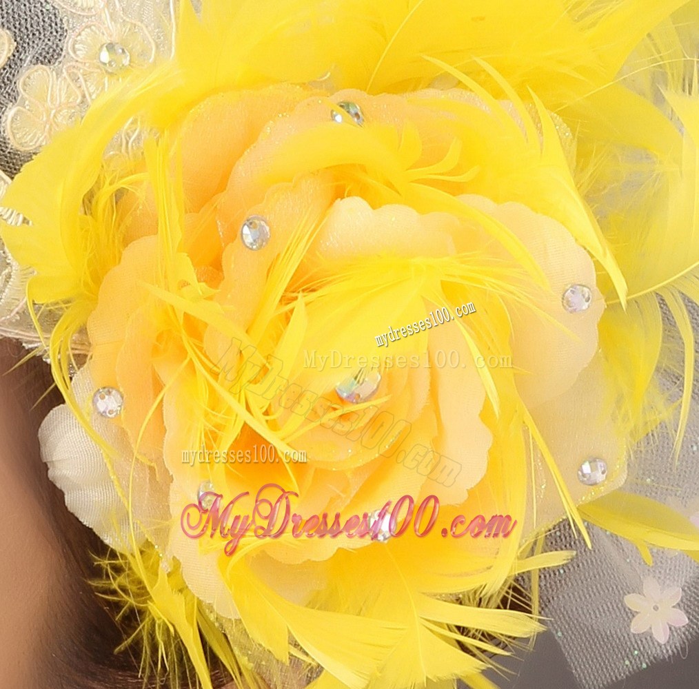 Feather Appliques Yellow Special Occasion Fascinators