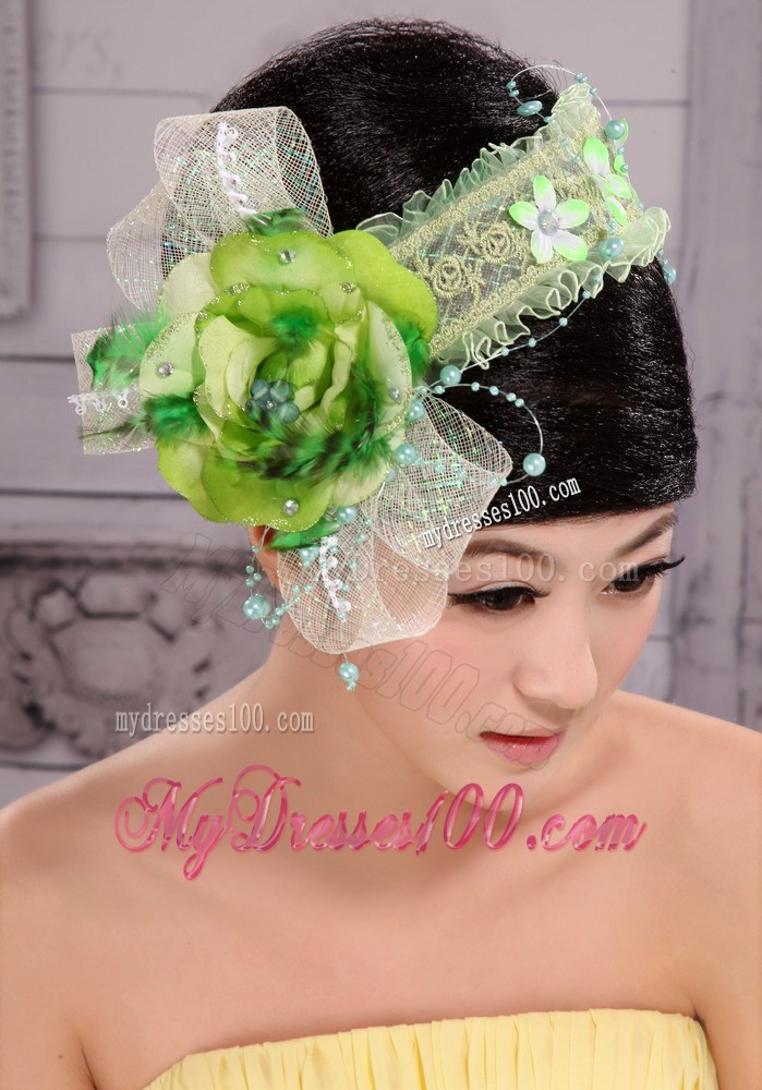 Green And Fresh Small Laurie Flowers Beading Fascinators For Party